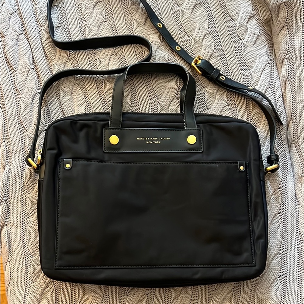 Marc Jacobs Black Laptop Bag with Adjustable Strap